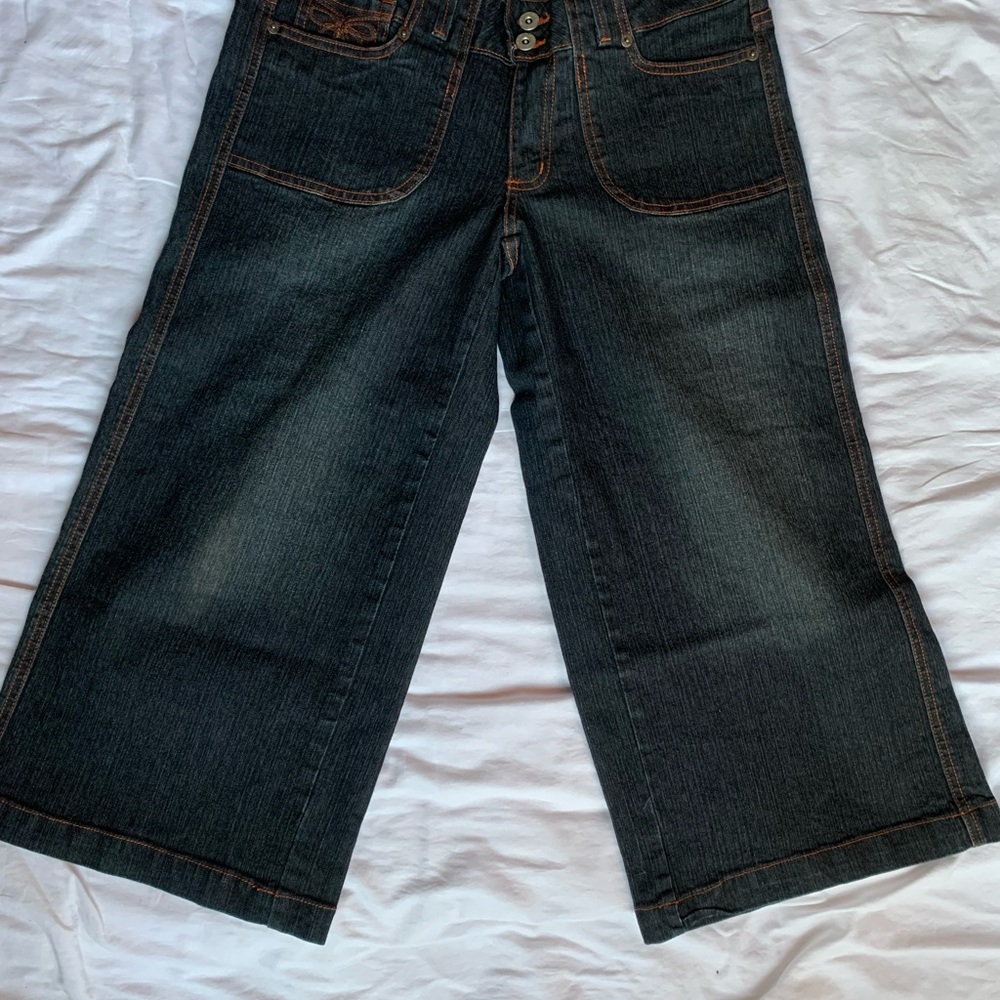XTRA FLARE WIDE Leg Size 9- 22 1/2 Inseam Crop Women's Blue Jeans La Nova